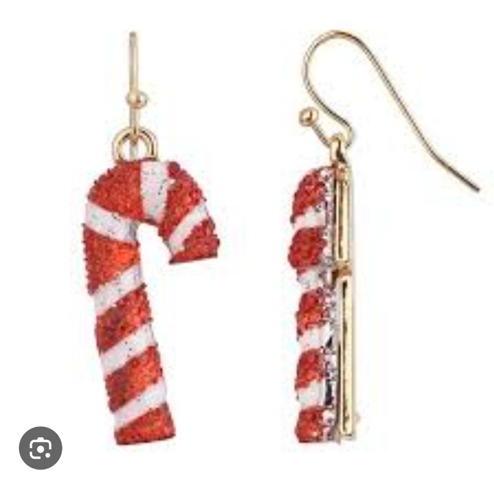NWT True To Form Festive Candy Cane Dangle Earrings Gift Boxed